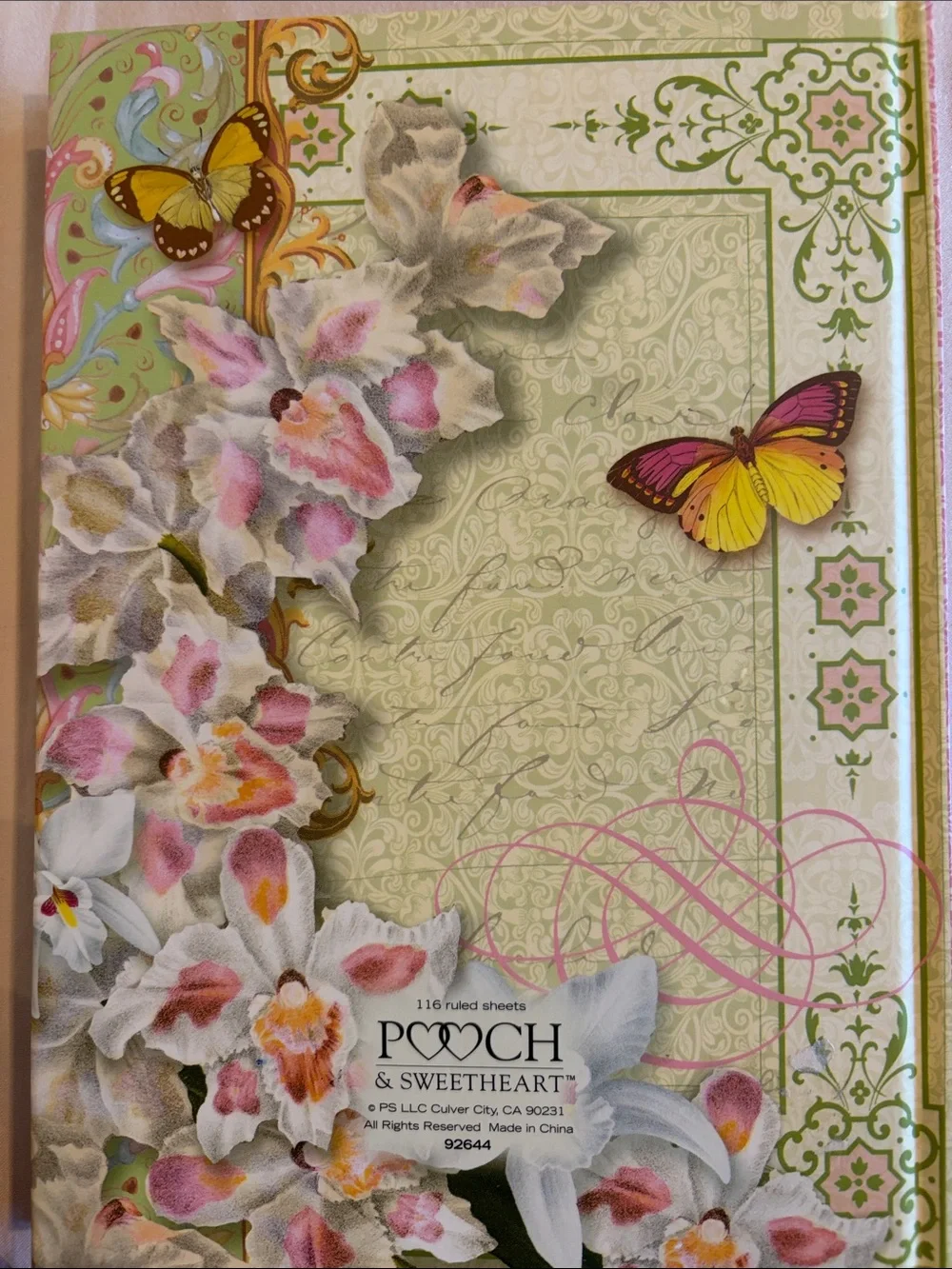Pooch & Sweetheart orchd & Jeweled Cross Inspirational Journal - Pink and White